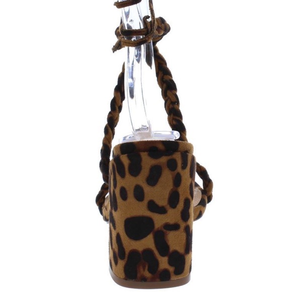 🆕Leopard Block Heel Braided X Ankle Strap Sandals - Picture 6 of 6